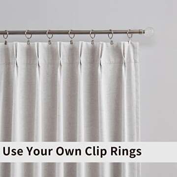 Kayne Studio Blackout Pinch Pleat Curtains for Living Room， Natural Thermal Insulated Room Darkening Curtain Drapes 84 Inches for Bedroom, Back Tab with 9 Pin Hook，Linen Yarn,36"x84",1 Panel