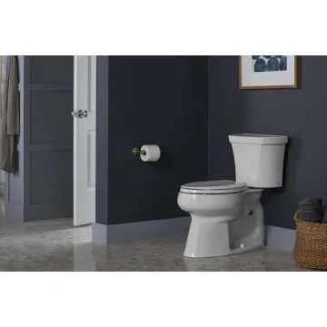Kohler K-3999-0 Highline Comfort Height Two-piece Elongated 1.28 Gpf Toilet with Class Five Flushing Technology And Left-hand Trip Lever, Seat Not Included, White