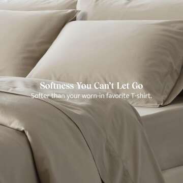 Double Stitch Cotton Tencel Sheet - Bed Sheets Set King Size, 4Pc Luxury Hotel Bedding Set, Soft, Cooling & Breathable for Hot Sleepers, Deep Pocket Up to 16 Inches, Sandstone