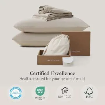 Double Stitch Cotton Tencel Sheet - Bed Sheets Set King Size, 4Pc Luxury Hotel Bedding Set, Soft, Cooling & Breathable for Hot Sleepers, Deep Pocket Up to 16 Inches, Sandstone
