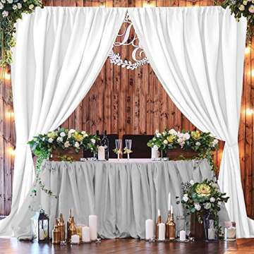 Joydeco White Curtains Backdrop for Wedding Parties, Photo Backdrop Curtains for Wedding Decorations...