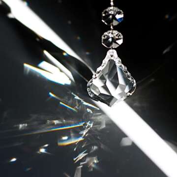 12pcs Maple Leaf Crystal Chandelier Prism Pendant Parts, 63mm Hanging Crystals Beads for Chandelier ...