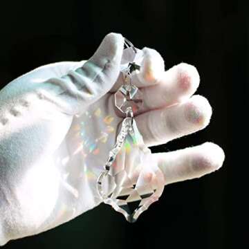 12pcs Maple Leaf Crystal Chandelier Prism Pendant Parts, 63mm Hanging Crystals Beads for Chandelier Wedding Decoration Clear