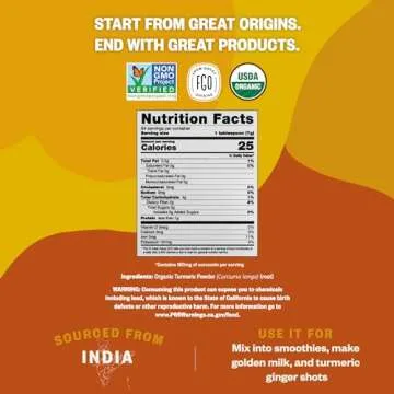 FGO Organic Turmeric Powder w/Curcumin, 2 Pound / 32oz Bulk Resealable Pouch, USDA Organic and Non-GMO, Sourced from India, Packaging May Vary (Pack of 1)