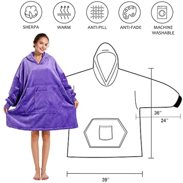 REDESS Blanket Hoodie - Oversized Warm Sherpa Sweatshirt