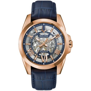 Bulova Men's Classic Sutton 3-Hand Automatic Watch - Elegant Skeleton Dial, 100M Water Resistant