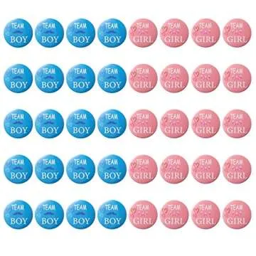 Favide 40 Pieces Gender Reveal Button Team Boy Girl Button Pins for Baby Shower Party Supplies, 2 In...