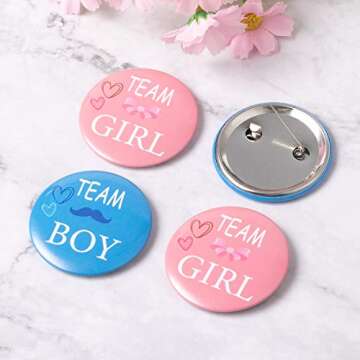 Favide Gender Reveal Button Pins Pack for Baby Shower