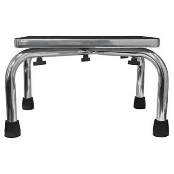 PCP Medical Step Stool with Non Slip Ribbed Rubber Platform, Lightweight Footstool for Seniors and Patients, Chrome