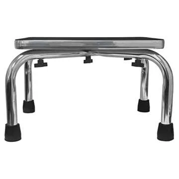 PCP Medical Step Stool with Non Slip Ribbed Rubber Platform, Lightweight Footstool for Seniors and Patients, Chrome