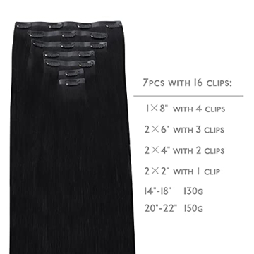 WENNALIFE 20 Inch Seamless Clip In Hair Extensions