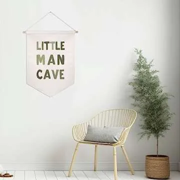 Little Man Cave Pennant Flag Wall Art Banner, Kids Room Decor, Nursery Wall Decor, Little Man Cave Sign, Hanging Canvas Banner, Baby Boy Wall Art, Kids Wall Art, Boys Room Decor, Boy Nursery Decor
