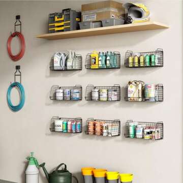 X-cosrack Snack Storage Organizer Wall Mount Basket, 3-Tier Stackable Wire Baskets with Handle for K...