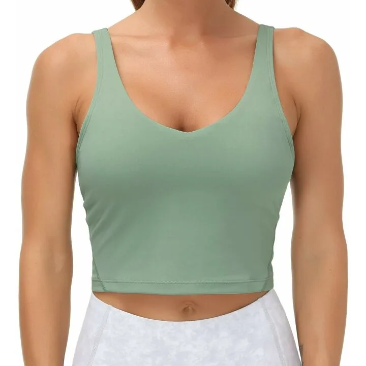 THE GYM PEOPLE Womens' Sports Bra Longline Wirefree Padded with Medium Support