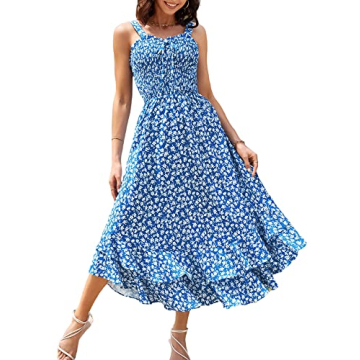 Women's Spring Bohemian Floral Dresses Summer Chiffon Tiered Ruffle Long Aline Dress Travel Photogra...