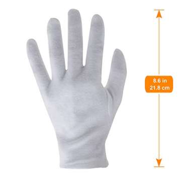 6 Pairs White Cotton Gloves for Dry Hands Eczema SPA Moisturizing - Work Glove Liners for Serving Co...