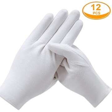 6 Pairs White Cotton Gloves for Dry Hands Eczema SPA Moisturizing - Work Glove Liners for Serving Costume Inspection