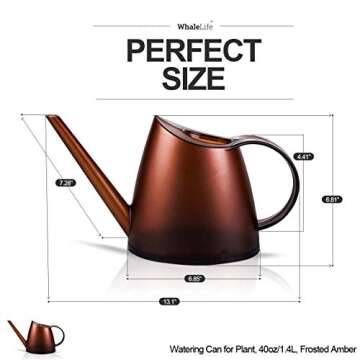 WhaleLife Indoor Watering Can for House Bonsai Plants (1.4L, Frosted Amber)