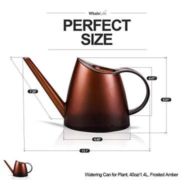 WhaleLife Indoor Watering Can for House Bonsai Plants (1.4L, Frosted Amber)