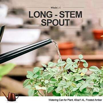 WhaleLife Indoor Watering Can for House Bonsai Plants (1.4L, Frosted Amber)