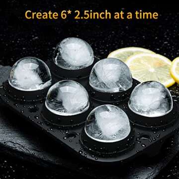 Ice Ball Maker, Round Ice Cube Mold, Easy Release 2.5” Whiskey Ice Mold with Lid & Funnel, Silicon...