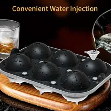 Ice Ball Maker, Round Ice Cube Mold, Easy Release 2.5” Whiskey Ice Mold with Lid & Funnel, Silicone Ice Cube Tray for Cocktail & Bourbon Black