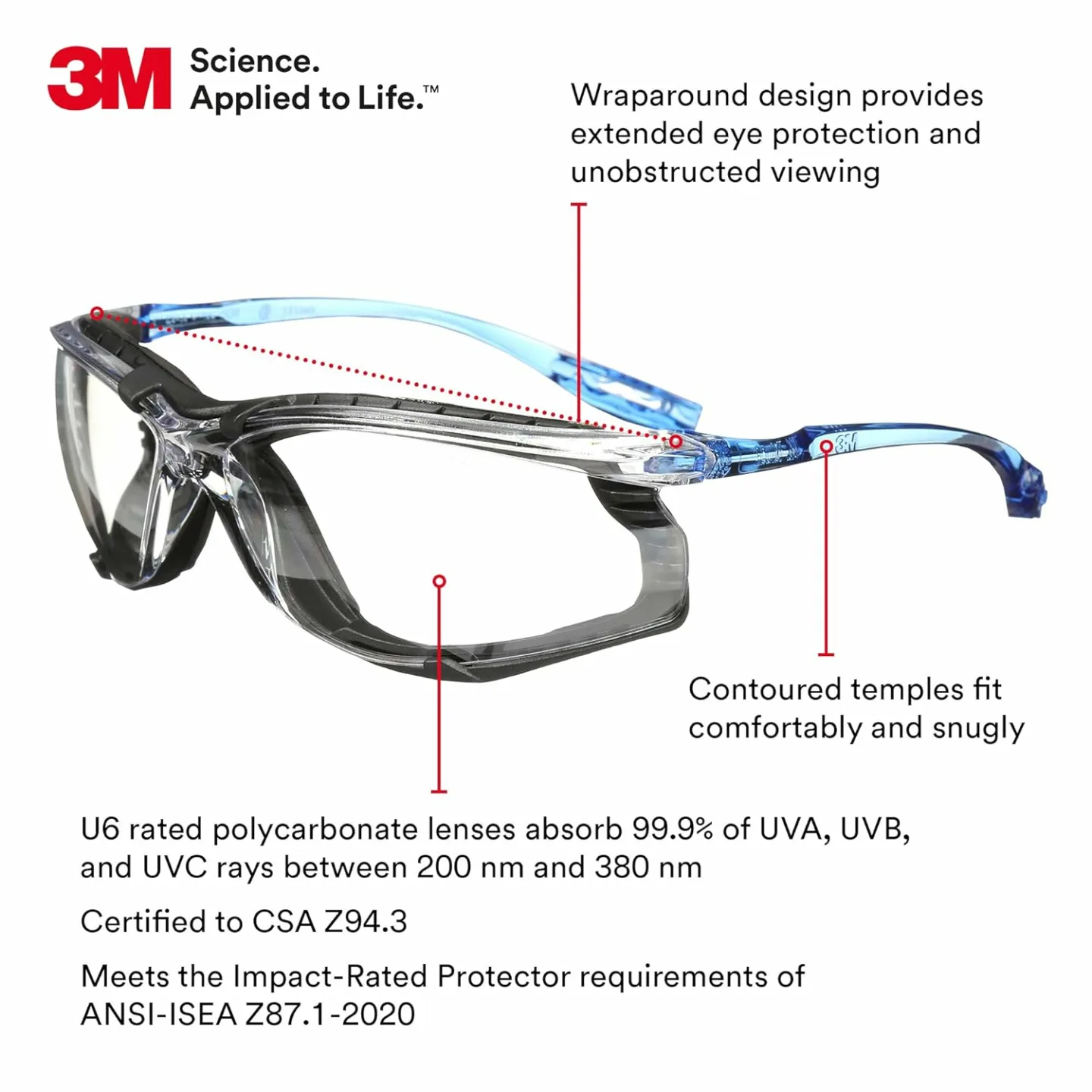 3M Virtua CCS Safety Glasses with Foam Gasket