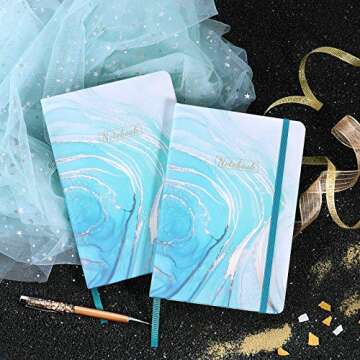 Ruled Notebook/Journal - Lined Journal, 8.25" X 5.5", Hardcover, Bookmark, Thick Back Pocket, Lay Flat 360° to Write Easy with Premium Paper, Ruled Journal, Perfect for School, Office & Home