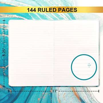 Ruled Notebook/Journal - Lined Journal, 8.25" X 5.5", Hardcover, Bookmark, Thick Back Pocket, Lay Flat 360° to Write Easy with Premium Paper, Ruled Journal, Perfect for School, Office & Home