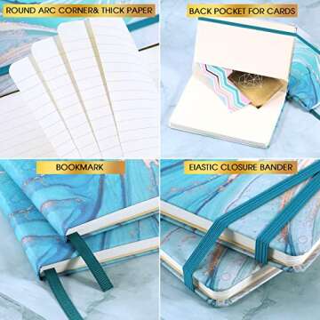 Ruled Notebook/Journal - Lined Journal, 8.25" X 5.5", Hardcover, Bookmark, Thick Back Pocket, Lay Flat 360° to Write Easy with Premium Paper, Ruled Journal, Perfect for School, Office & Home