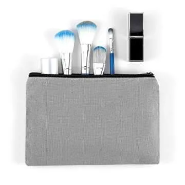 12 Pack Blank Canvas Pencil Case Pouch, Blank Makeup Bags for Vinyl Projects Sublimation DIY Your Own Pencil Case, Zipper Canvas Craft Bags, Cotton Multipurpose Pouch Bag, 7.8 x 5 Inch