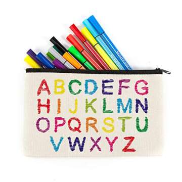 12 Pack Blank Canvas Pencil Case Pouch, Blank Makeup Bags for Vinyl Projects Sublimation DIY Your Own Pencil Case, Zipper Canvas Craft Bags, Cotton Multipurpose Pouch Bag, 7.8 x 5 Inch