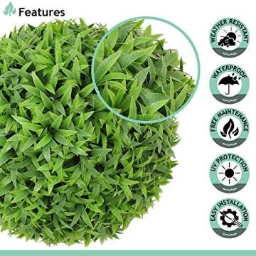 SunnyRoyal Topiary Ball Artificial Outdoor Boxwood Balls Topiary Lifelike Plants, Round Topiary for Indoor/Outdoor Decore, Sungrass 8 Inch, 1 Piece