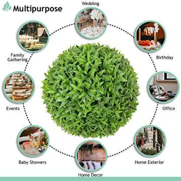 SunnyRoyal Topiary Ball Artificial Outdoor Boxwood Balls Topiary Lifelike Plants, Round Topiary for Indoor/Outdoor Decore, Sungrass 8 Inch, 1 Piece