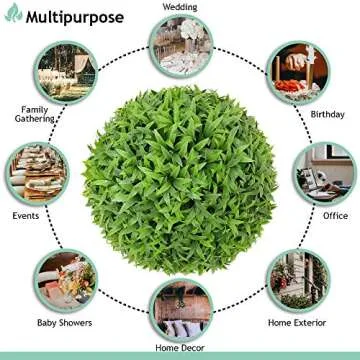 SunnyRoyal Topiary Ball Artificial Outdoor Boxwood Balls Topiary Lifelike Plants, Round Topiary for Indoor/Outdoor Decore, Sungrass 8 Inch, 1 Piece