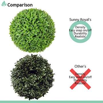 SunnyRoyal Topiary Ball Artificial Outdoor Boxwood Balls Topiary Lifelike Plants, Round Topiary for Indoor/Outdoor Decore, Sungrass 8 Inch, 1 Piece