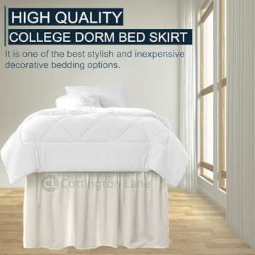 Dorm Room Bed Skirt Twin XL - 100% Microfiber - Extra Long College Dorm Room Bed Skirt 32 Inch Drop ...