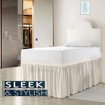 Dorm Room Bed Skirt Twin XL - 100% Microfiber - Extra Long College Dorm Room Bed Skirt 32 Inch Drop - Cream Dorm Bed Skirt (Twin XL/32 Drop)