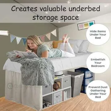 Dorm Room Bed Skirt Twin XL - 100% Microfiber - Extra Long College Dorm Room Bed Skirt 32 Inch Drop - Cream Dorm Bed Skirt (Twin XL/32 Drop)