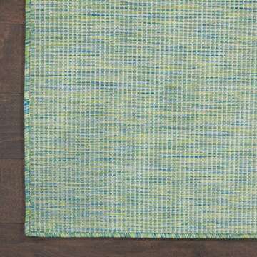 Nourison Positano Indoor/Outdoor Blue/Green 6' x 9' Area Rug, Easy Cleaning, Non Shedding, Bed Room, Living Room, Dining Room, Backyard, Deck, Patio (6x9)