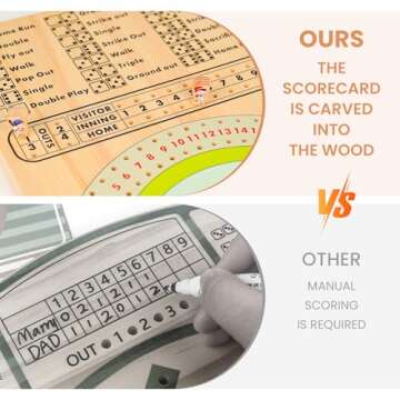 Upspotie Baseball Dice Board Game Wooden Tabletop Baseball Game Fun Double Battle Table Game Solid Wood Baseball Themed Party Gift for All Ages Sport for Travel Camping Family Holiday Gatherings