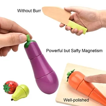 CARLORBO Wooden Play Food Set for Kids Kitchen