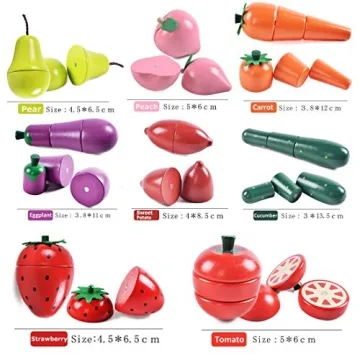 CARLORBO Wooden Play Food Set for Kids Kitchen