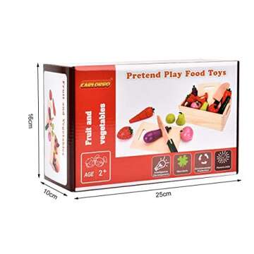 CARLORBO Wooden Play Food Set for Kids Kitchen