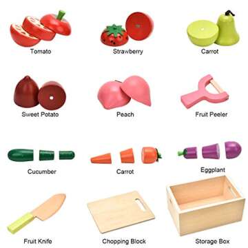 CARLORBO Wooden Play Food Set for Kids Kitchen