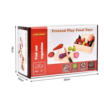 CARLORBO Wooden Play Food Set for Kids Kitchen