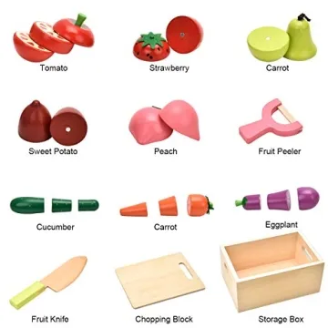 CARLORBO Wooden Play Food Set for Kids Kitchen
