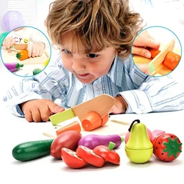 CARLORBO Wooden Play Food Set for Kids Kitchen