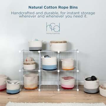 Honey-Can-Do Nesting Cotton Rope Storage Basket Set, Blue Ombré STO-09318 White