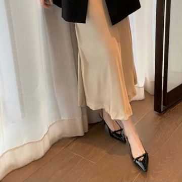 MAVMAX Black Slingback Heels Women's Stylish Pumps